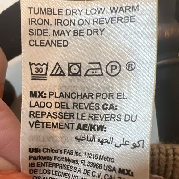 Chico s sueded trim knit poncho tan brown asymmetrical size xl. - Picture 5 of 8